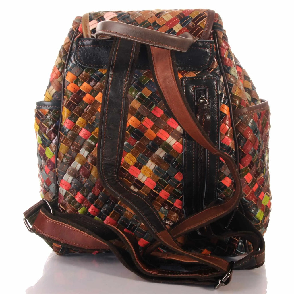 Patchwork Leder Rucksack Damen Geflochten – Damen Rucksäcke 3