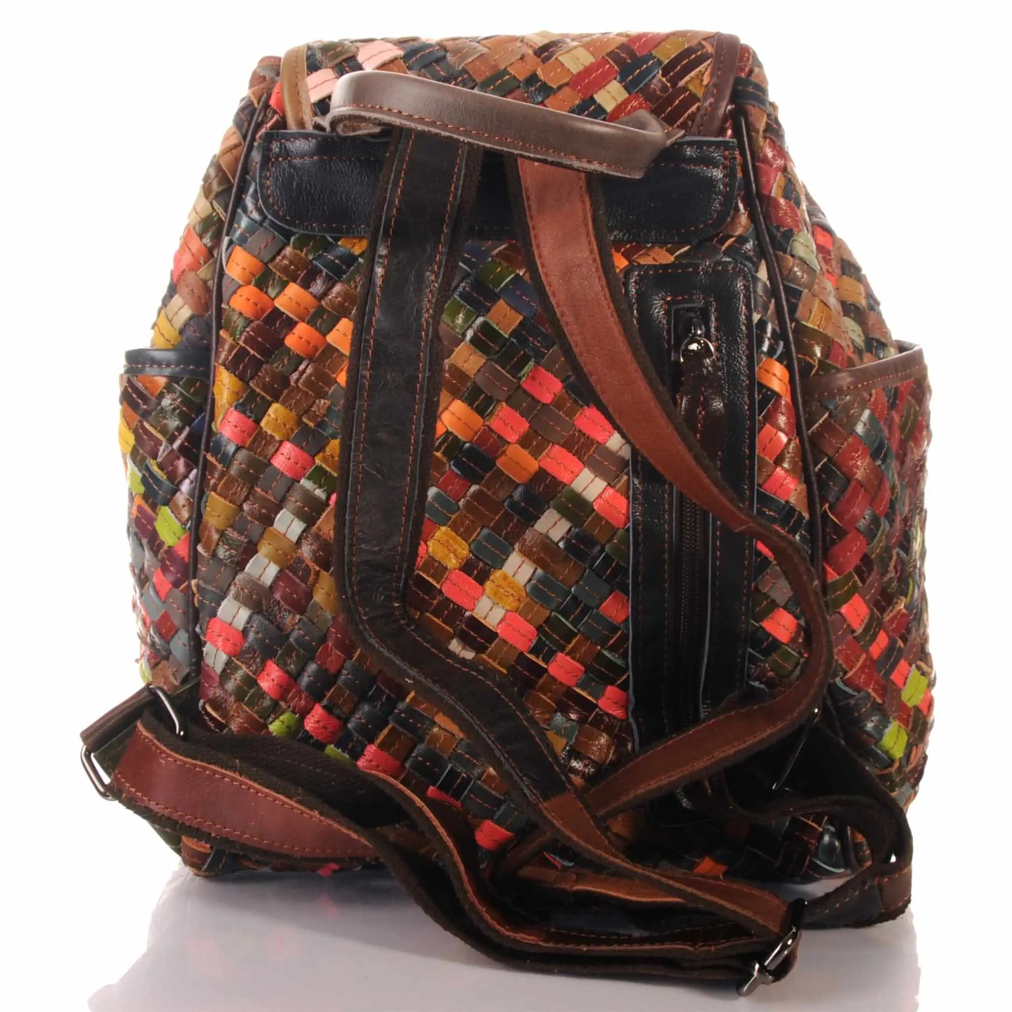 Patchwork Leder Rucksack Damen Geflochten – Damen Rucksäcke 3