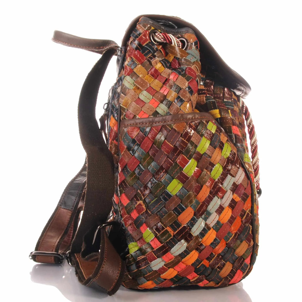 Patchwork Leder Rucksack Damen Geflochten – Damen Rucksäcke 4