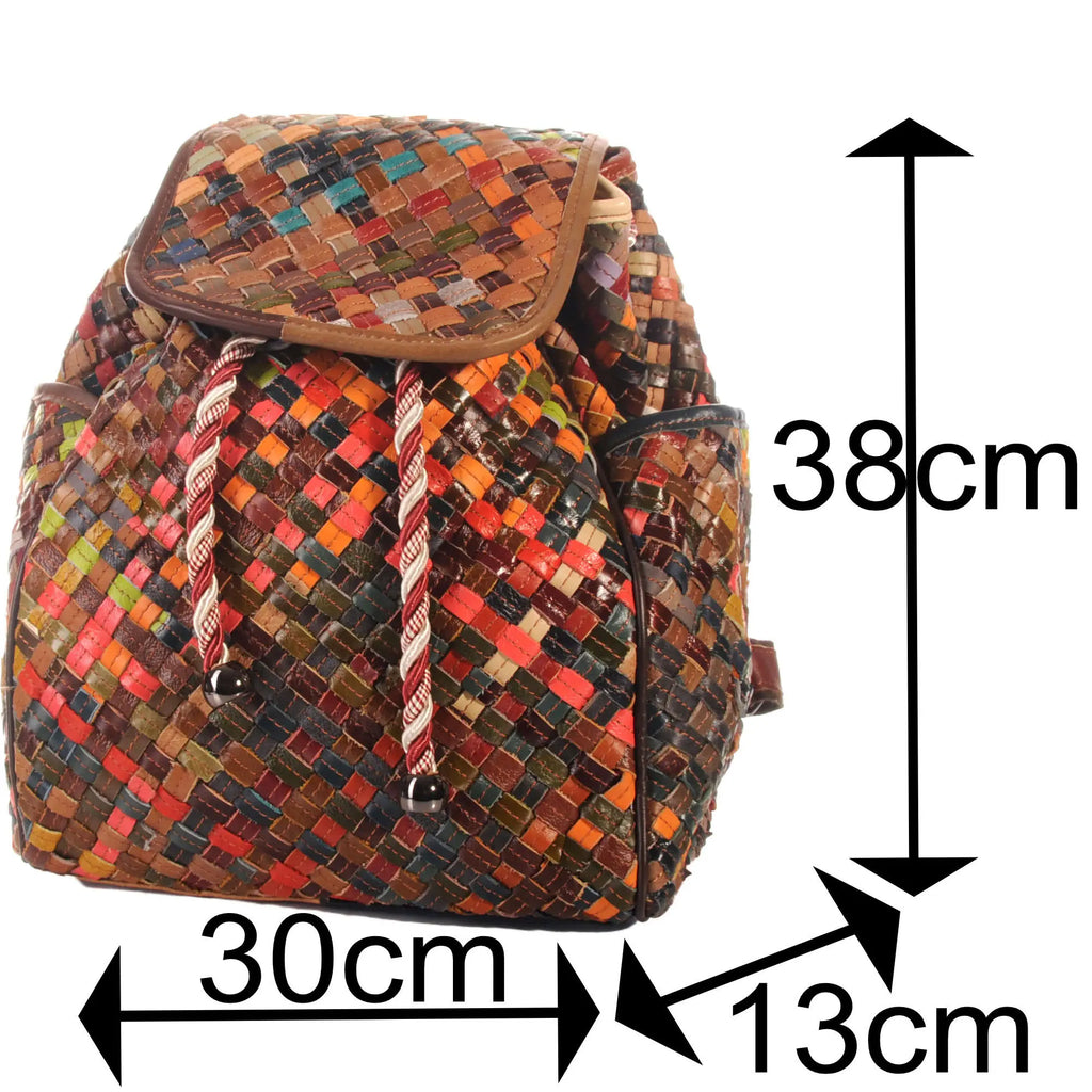 Patchwork Leder Rucksack Damen Geflochten – Damen Rucksäcke 6