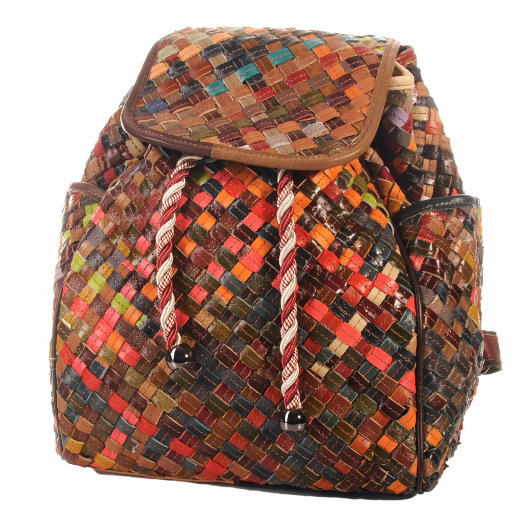 Patchwork Leder Rucksack Damen Geflochten – Damen Rucksäcke 7
