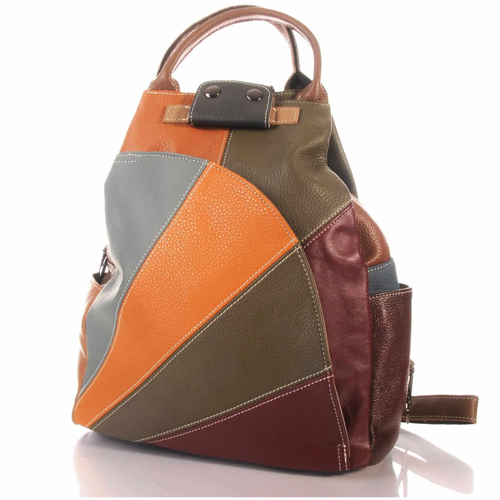 Patchwork Leder Damen Rucksack Echtleder Cityrucksack – Damen Rucksäcke 1