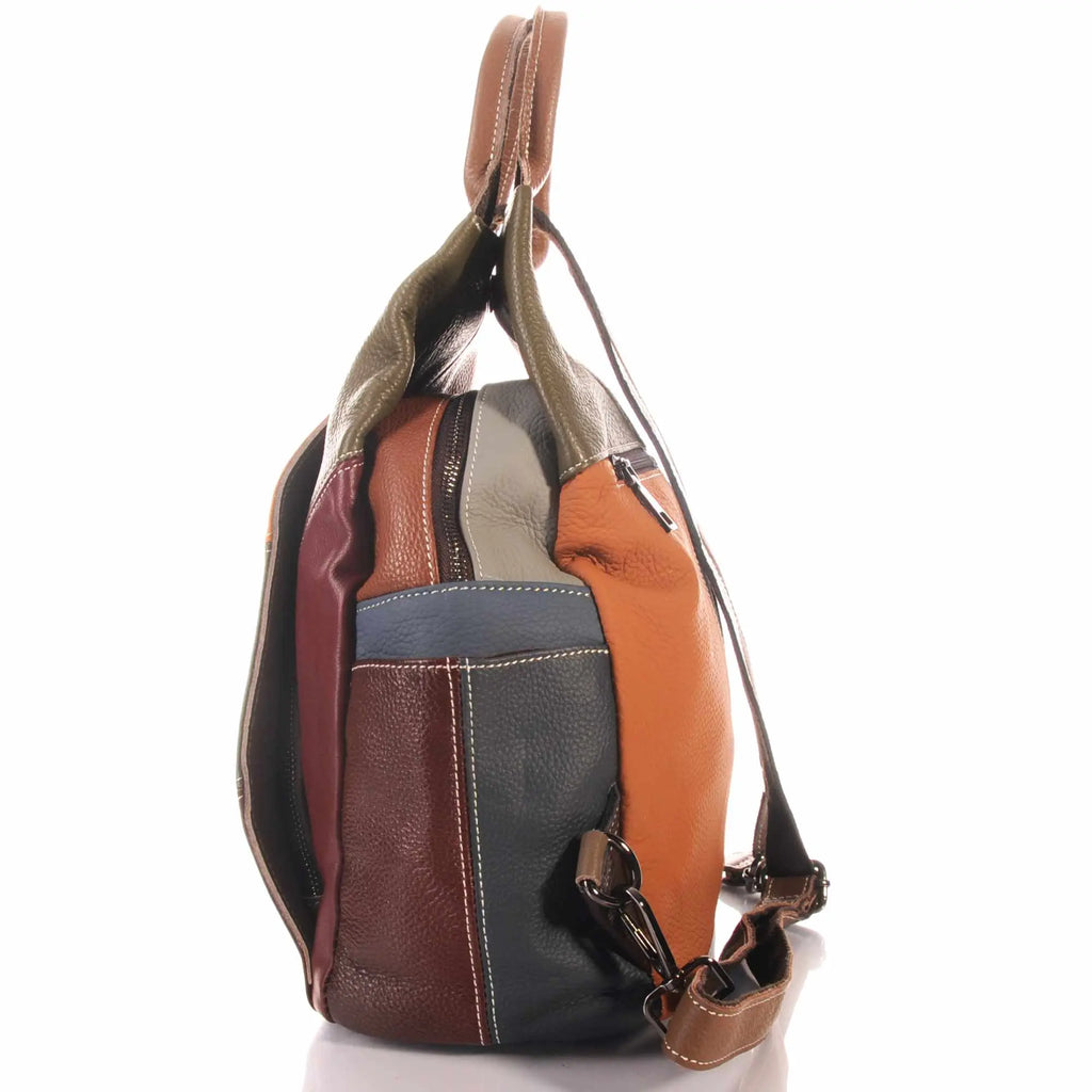 Patchwork Leder Damen Rucksack Echtleder Cityrucksack – Damen Rucksäcke 4