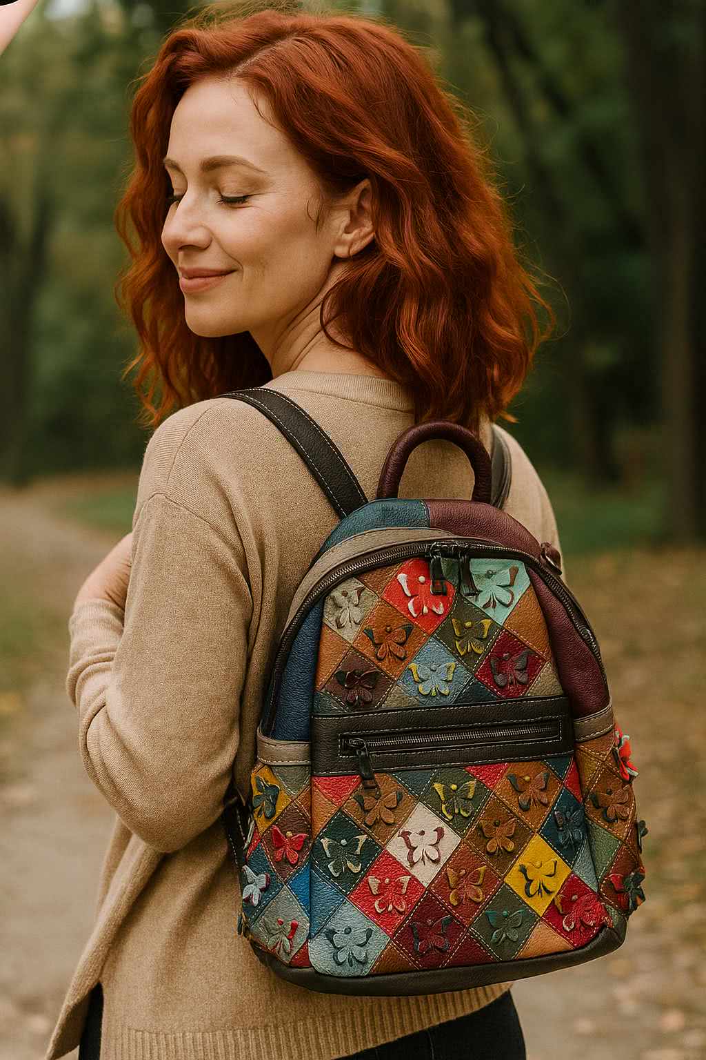 Damen Leder Patchwork Rucksack – Einzigartig und Stilvol – Damen Rucksäcke 8