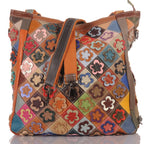 Große Damen Leder Patchwork Tasche 2-in-1 – Damen Handtaschen 3