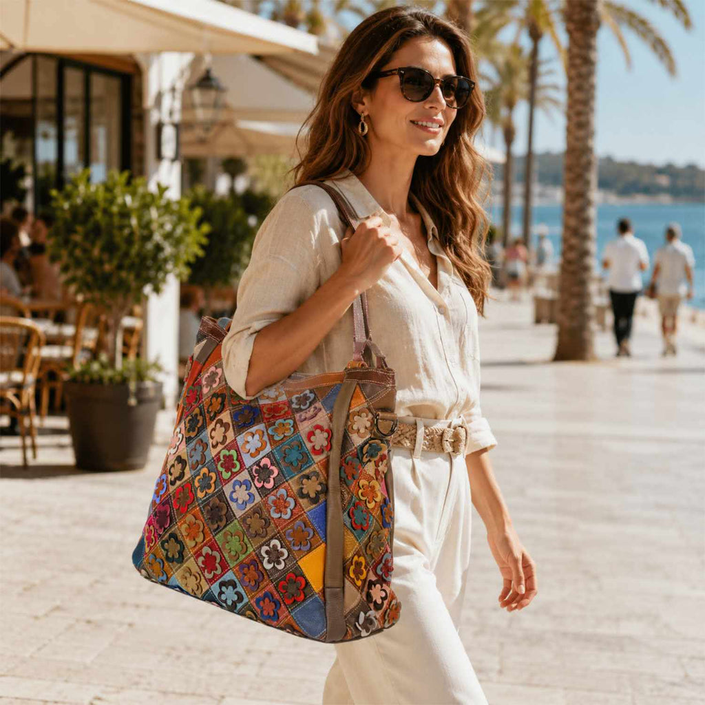 Große Damen Leder Patchwork Tasche 2-in-1 – Damen Handtaschen 9