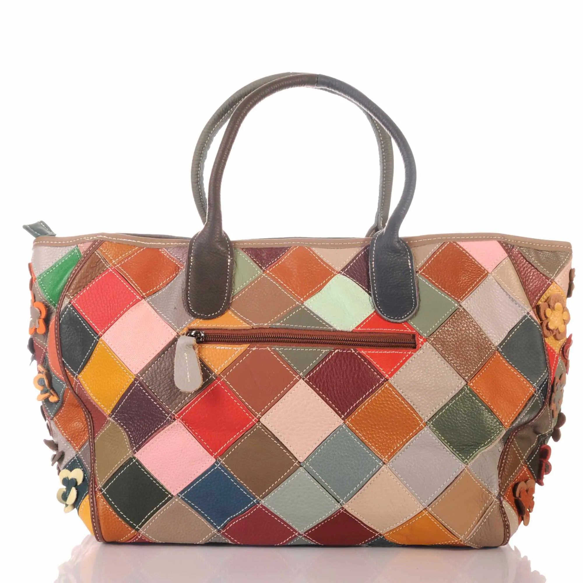 Patchwork Leder Tasche Damen XXL mit Umhängegurt – Damen Handtaschen 3