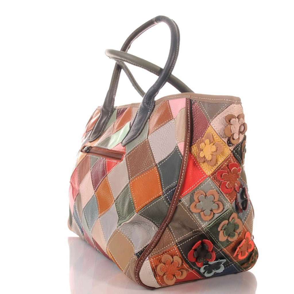 Patchwork Leder Tasche Damen XXL mit Umhängegurt – Damen Handtaschen 5
