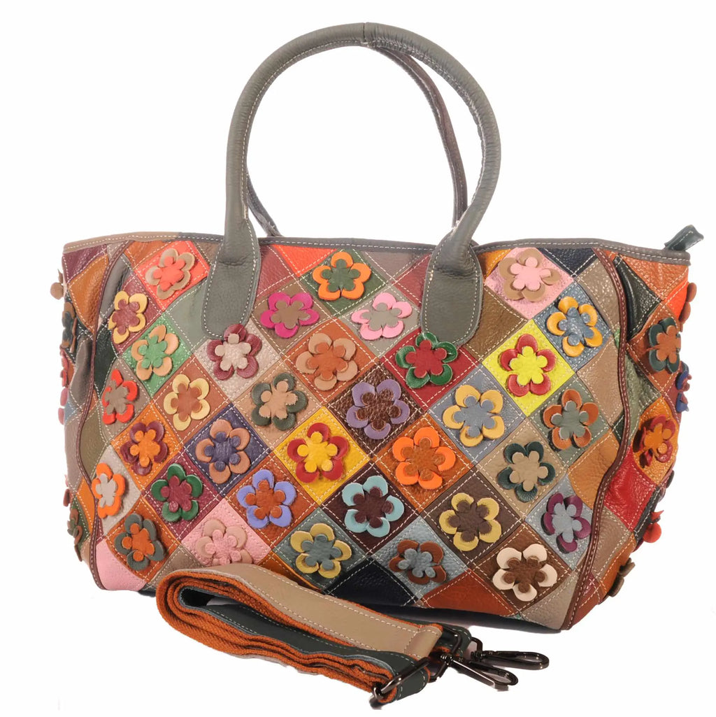 Patchwork Leder Tasche Damen XXL mit Umhängegurt – Damen Handtaschen 7