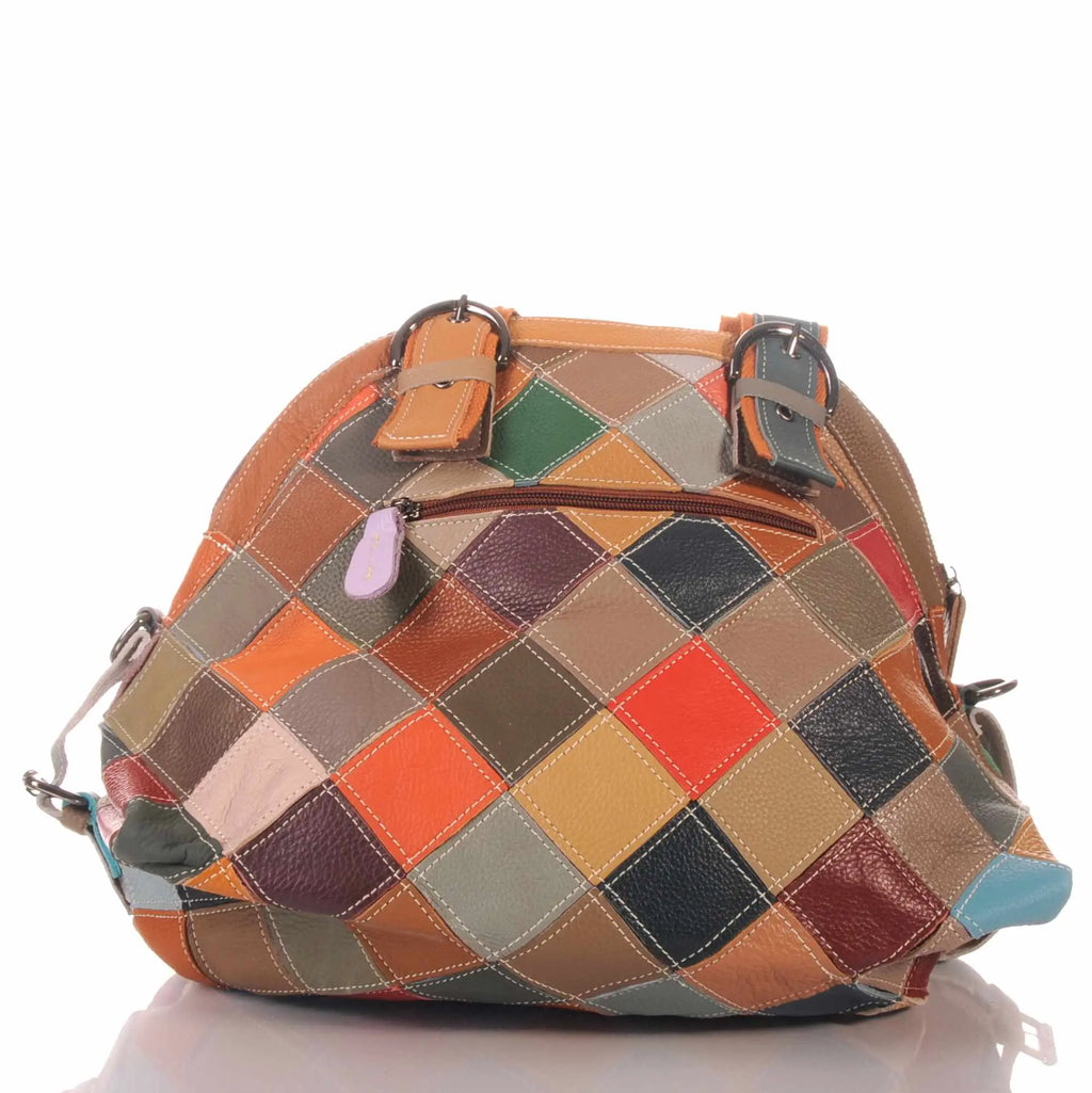 Patchwork Leder Tasche Damen mit Blumen Applikationen & Umhängegurt – Damen Handtaschen 4