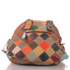 Patchwork Leder Tasche Damen mit Blumen Applikationen & Umhängegurt – Damen Handtaschen 4