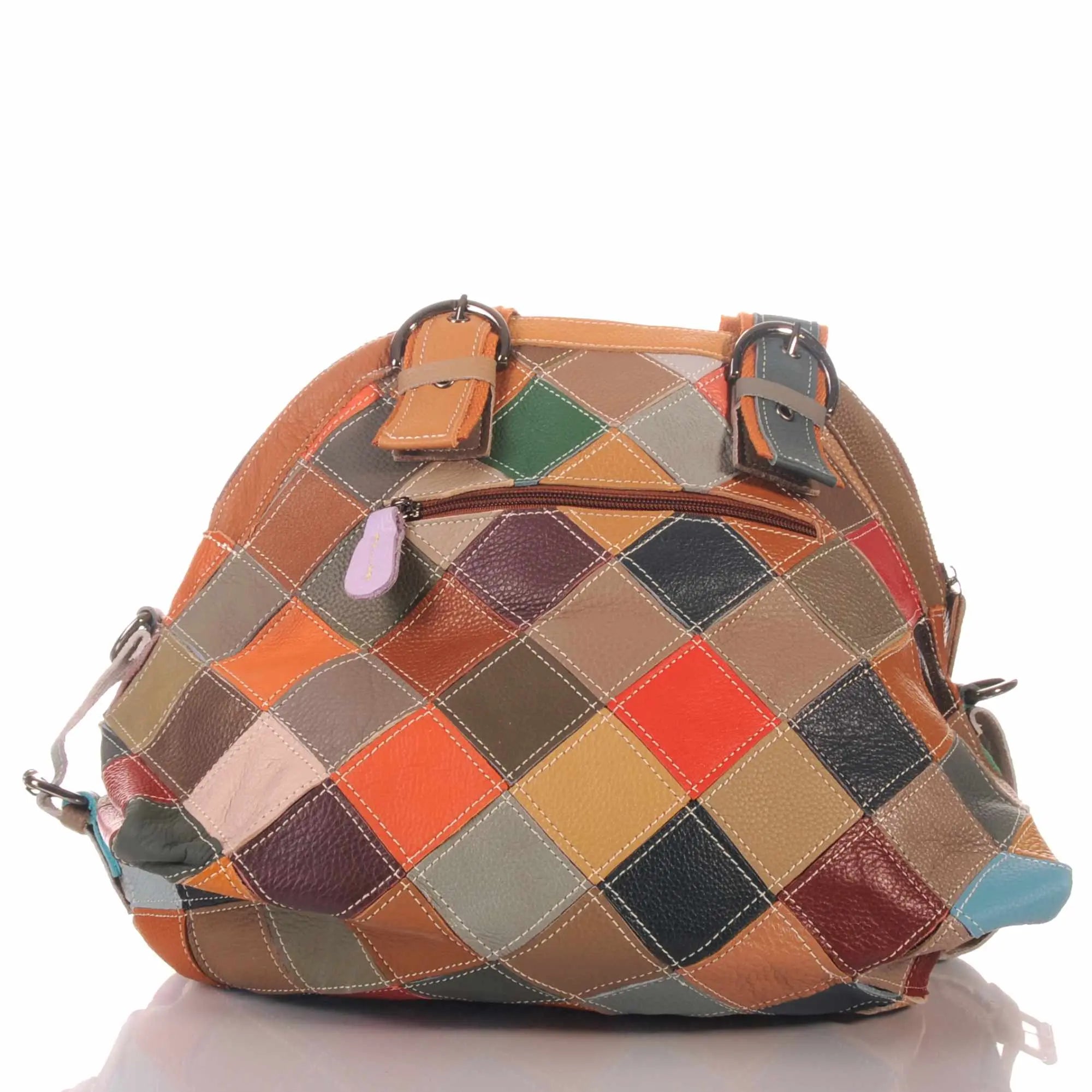 Patchwork Leder Tasche Damen mit Blumen Applikationen & Umhängegurt – Damen Handtaschen 4