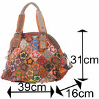Patchwork Leder Tasche Damen mit Blumen Applikationen & Umhängegurt – Damen Handtaschen 6