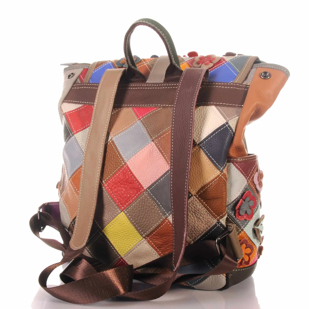 Patchwork Damen Rucksack mit Blumen Applikationen – Damen Rucksäcke 2