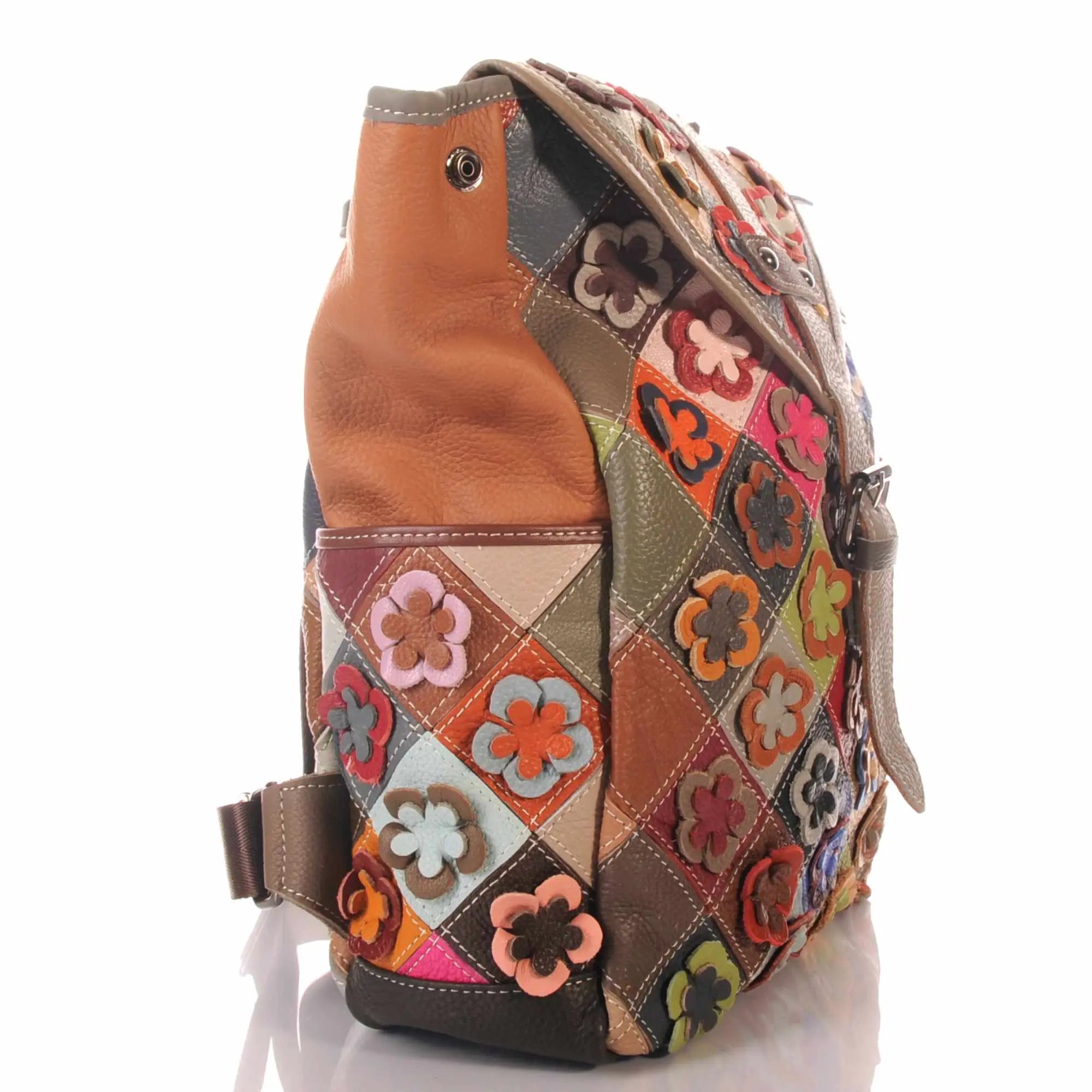 Patchwork Damen Rucksack mit Blumen Applikationen – Damen Rucksäcke 4