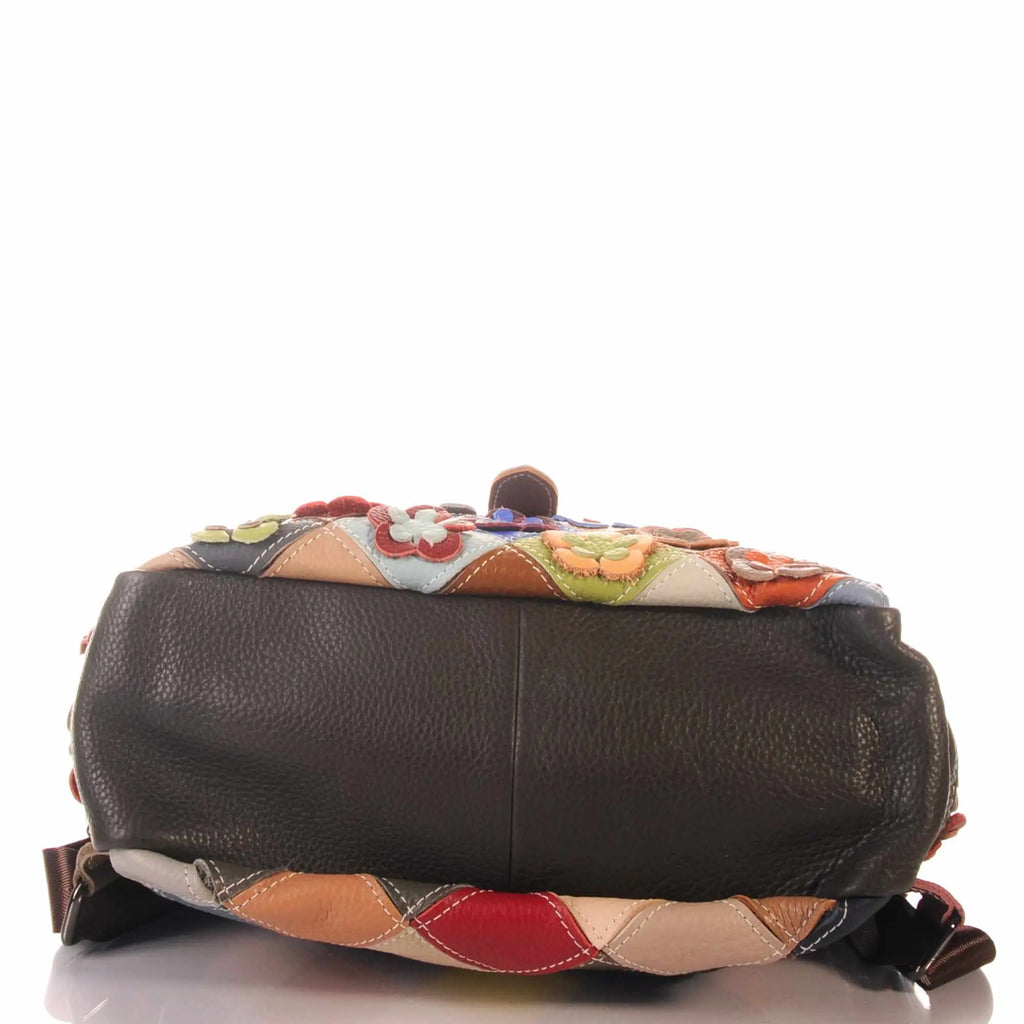 Patchwork Damen Rucksack mit Blumen Applikationen – Damen Rucksäcke 5