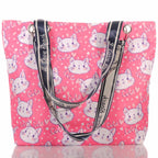 Pinke Strandtasche mit Katzenmotiv und Reißverschluss –  3