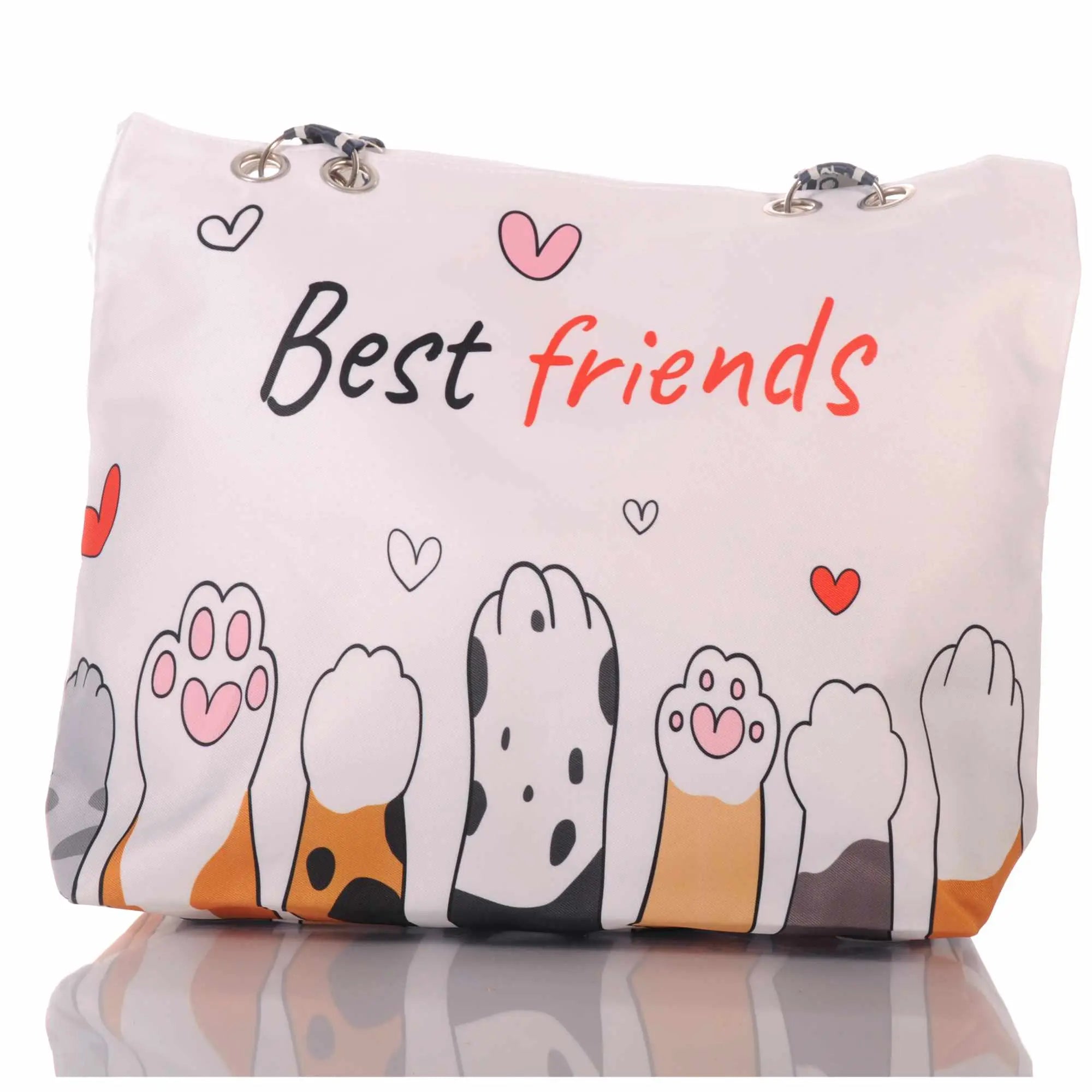 Strandtasche mit Hundepfoten und Best Friends Motiv –  1