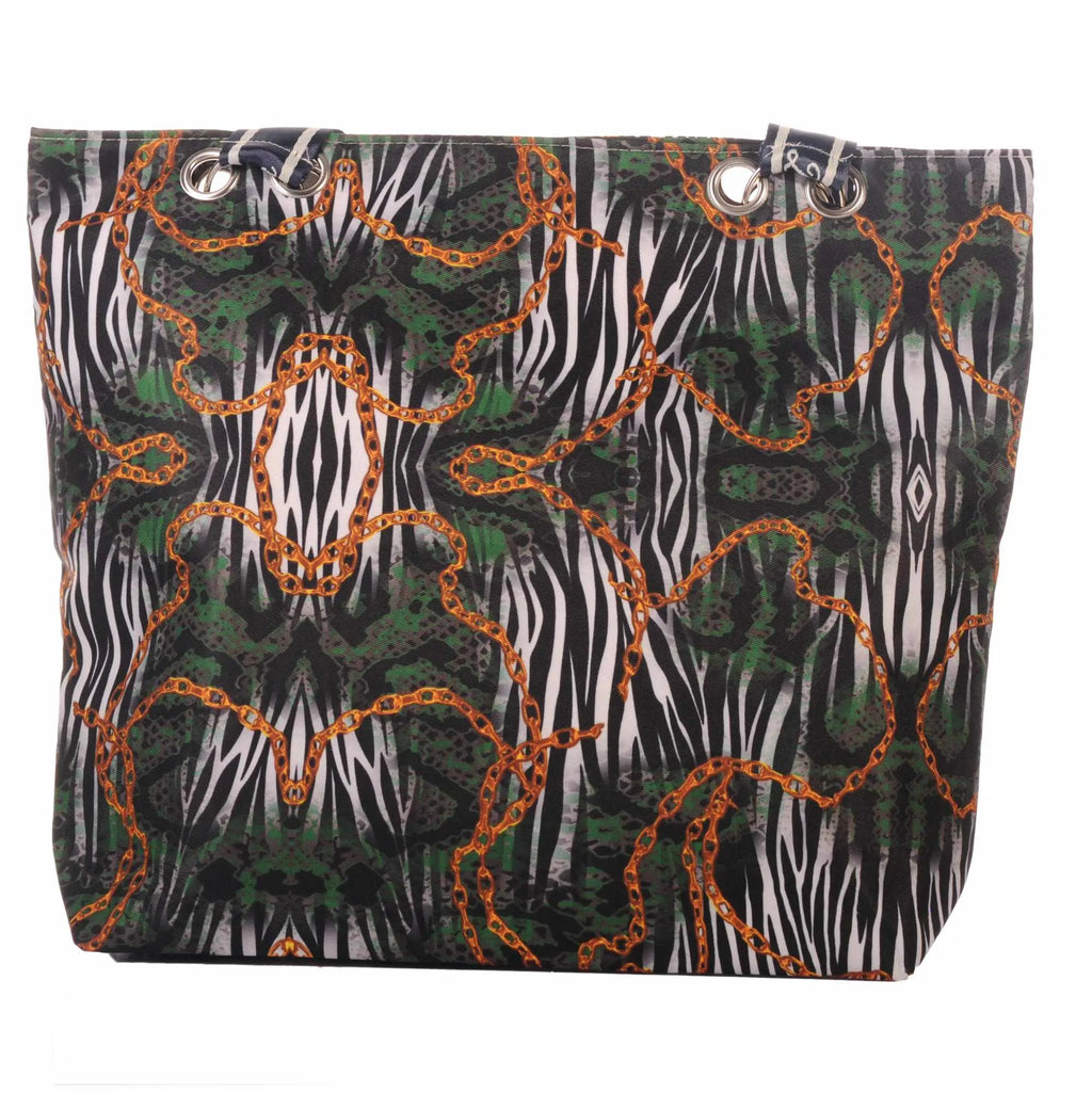 Strandtasche mit Zebra- und Kettenmuster und Reißverschluss –  5