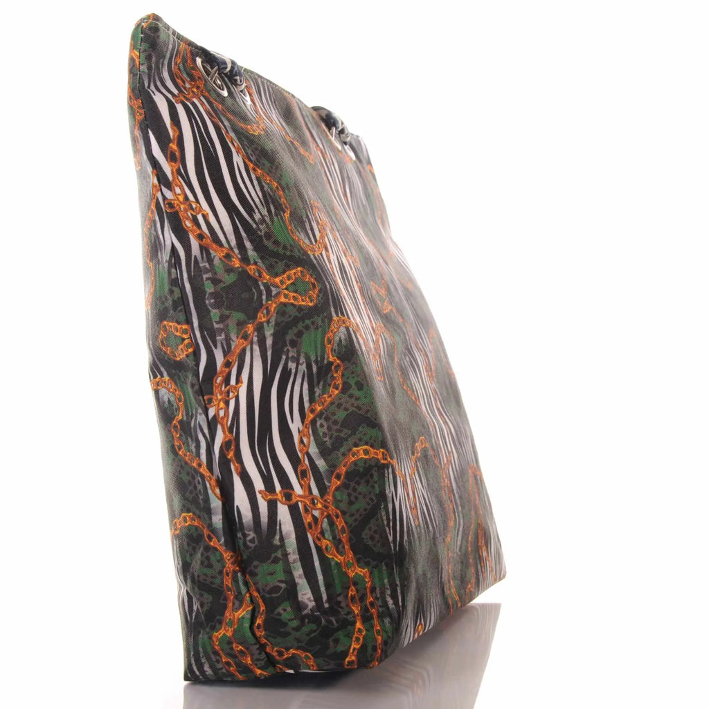 Strandtasche mit Zebra- und Kettenmuster und Reißverschluss –  2