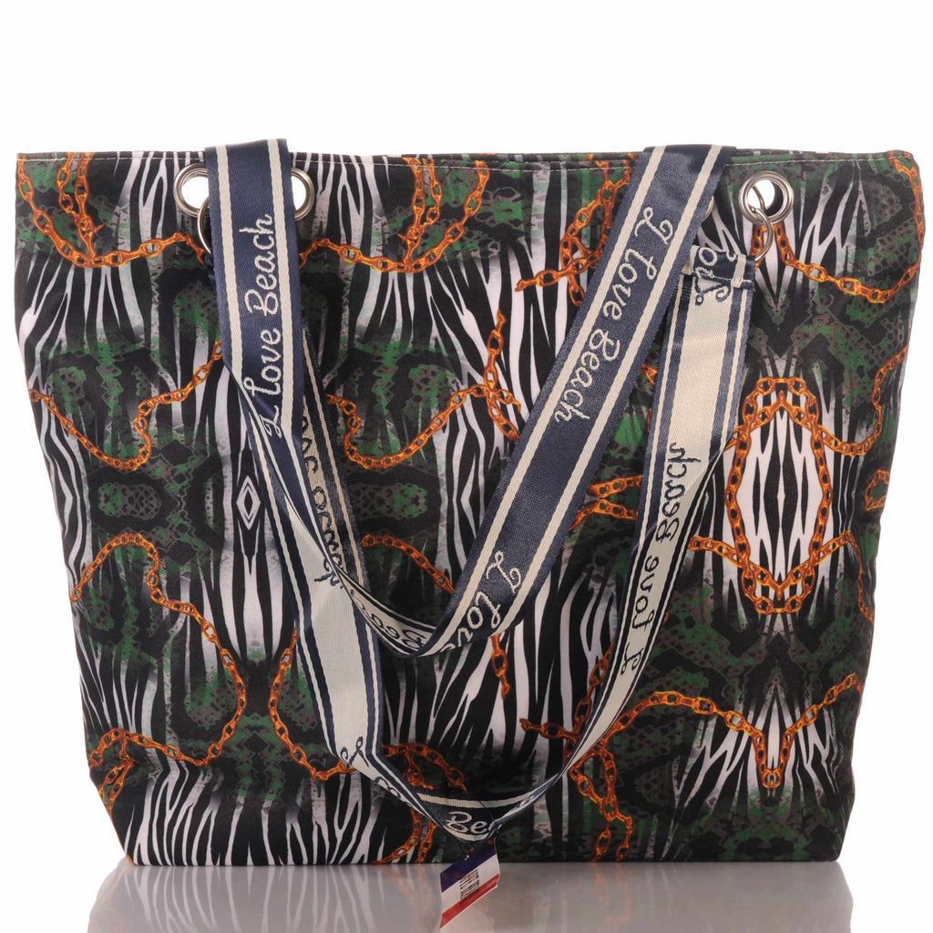 Strandtasche mit Zebra- und Kettenmuster und Reißverschluss –  3