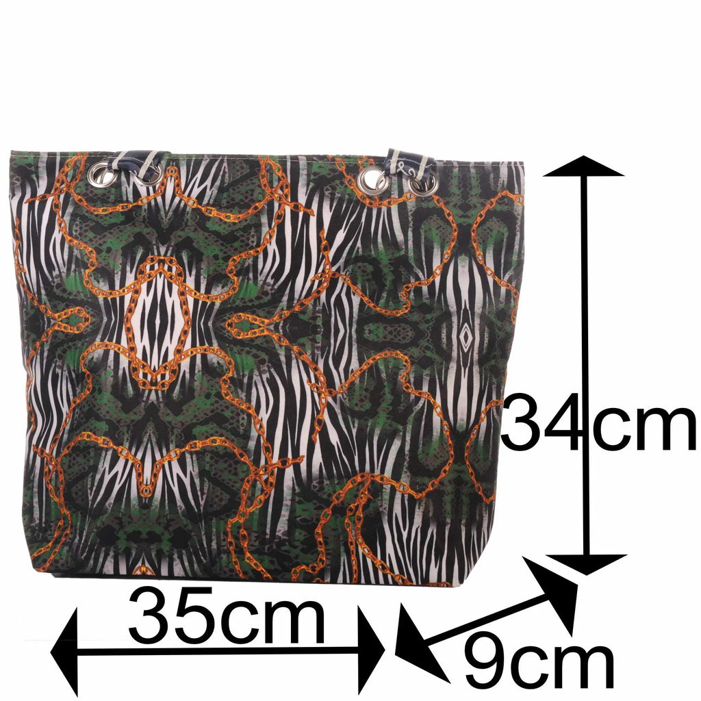 Strandtasche mit Zebra- und Kettenmuster und Reißverschluss –  4