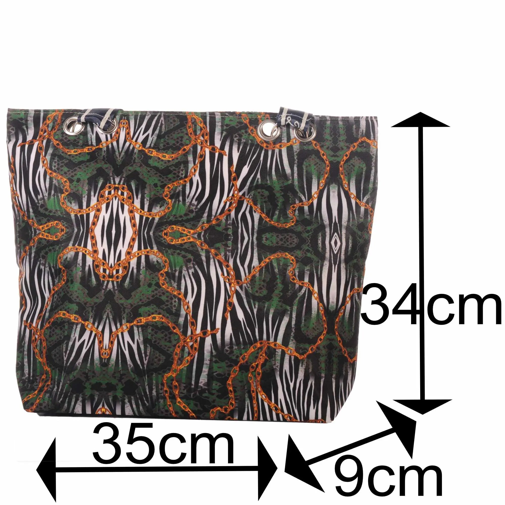 Strandtasche mit Zebra- und Kettenmuster und Reißverschluss –  4