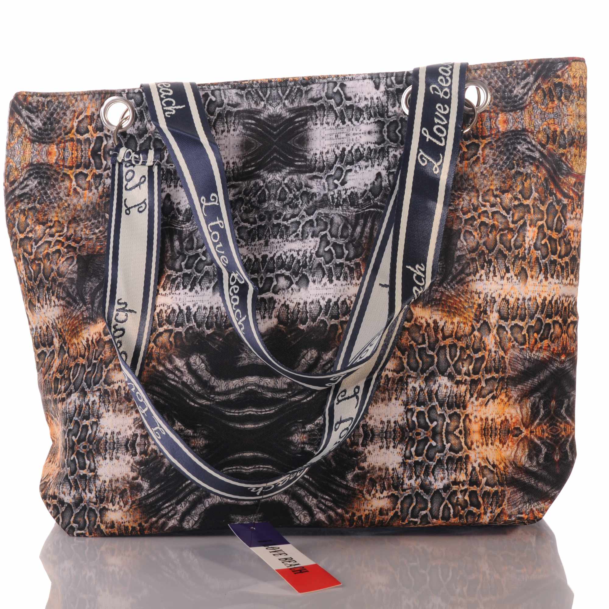Strandtasche mit Snake Print und Reißverschluss –  3