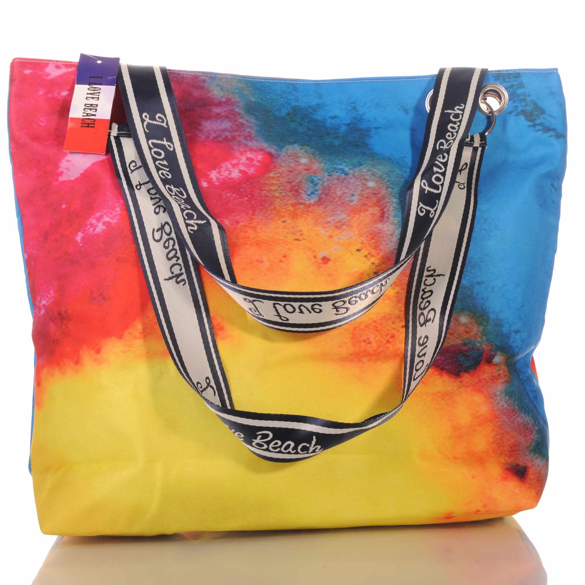Strandtasche bunt mit Batikmuster und Reißverschluss –  3