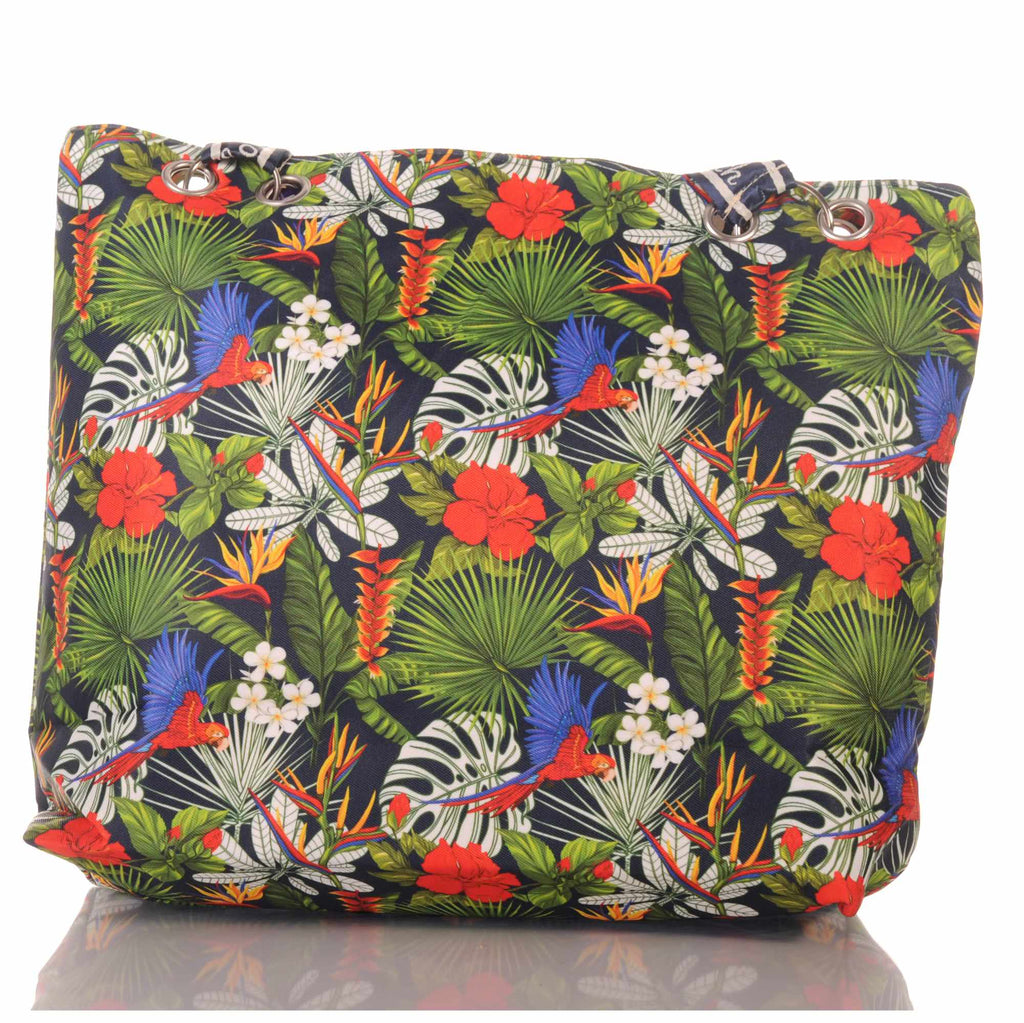 Strandtasche mit tropischem Blumenmuster und Reißverschluss –  1