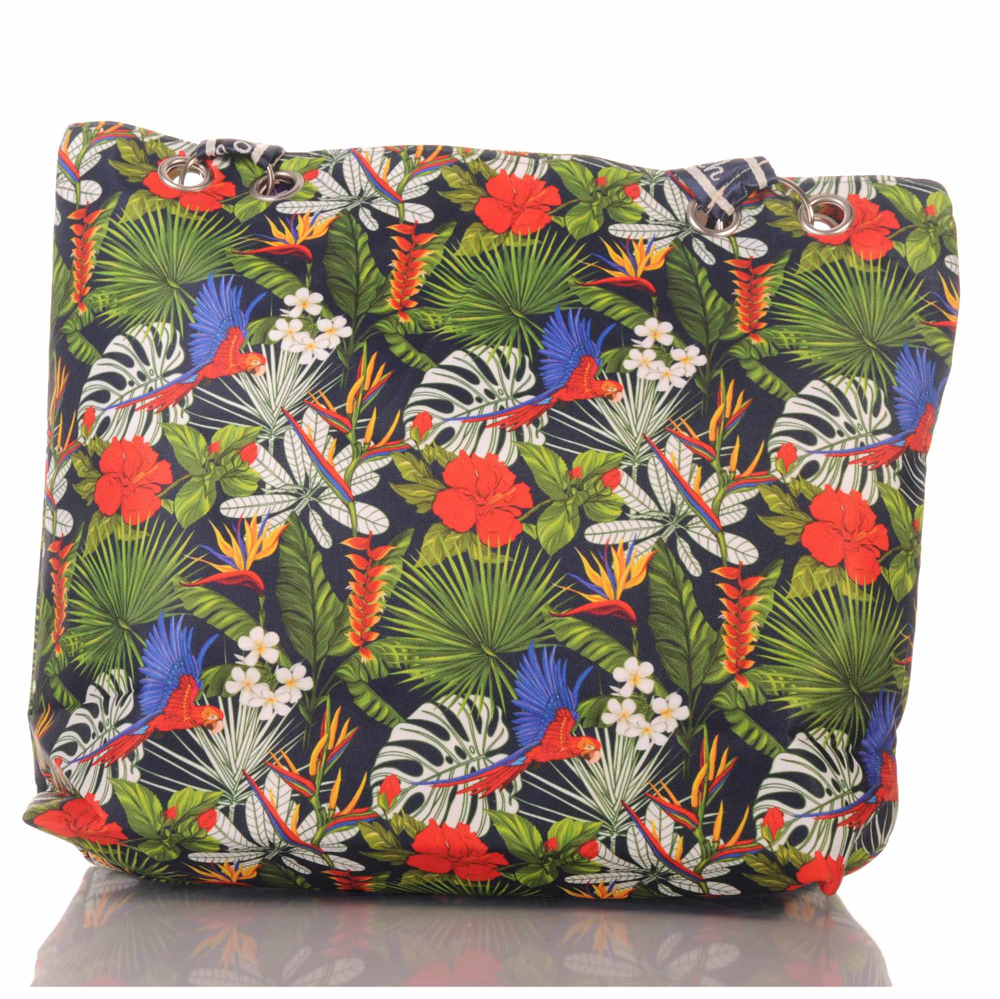Strandtasche mit tropischem Blumenmuster und Reißverschluss –  1