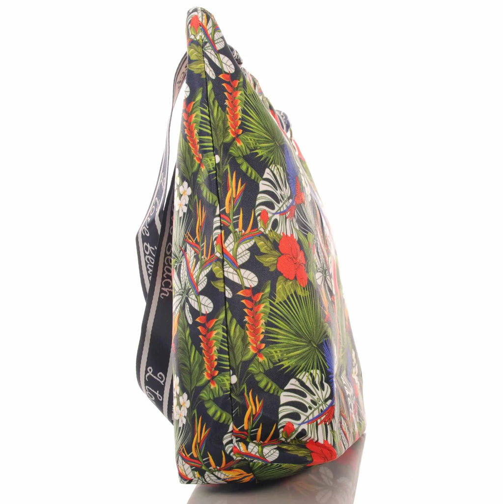 Strandtasche mit tropischem Blumenmuster und Reißverschluss –  2