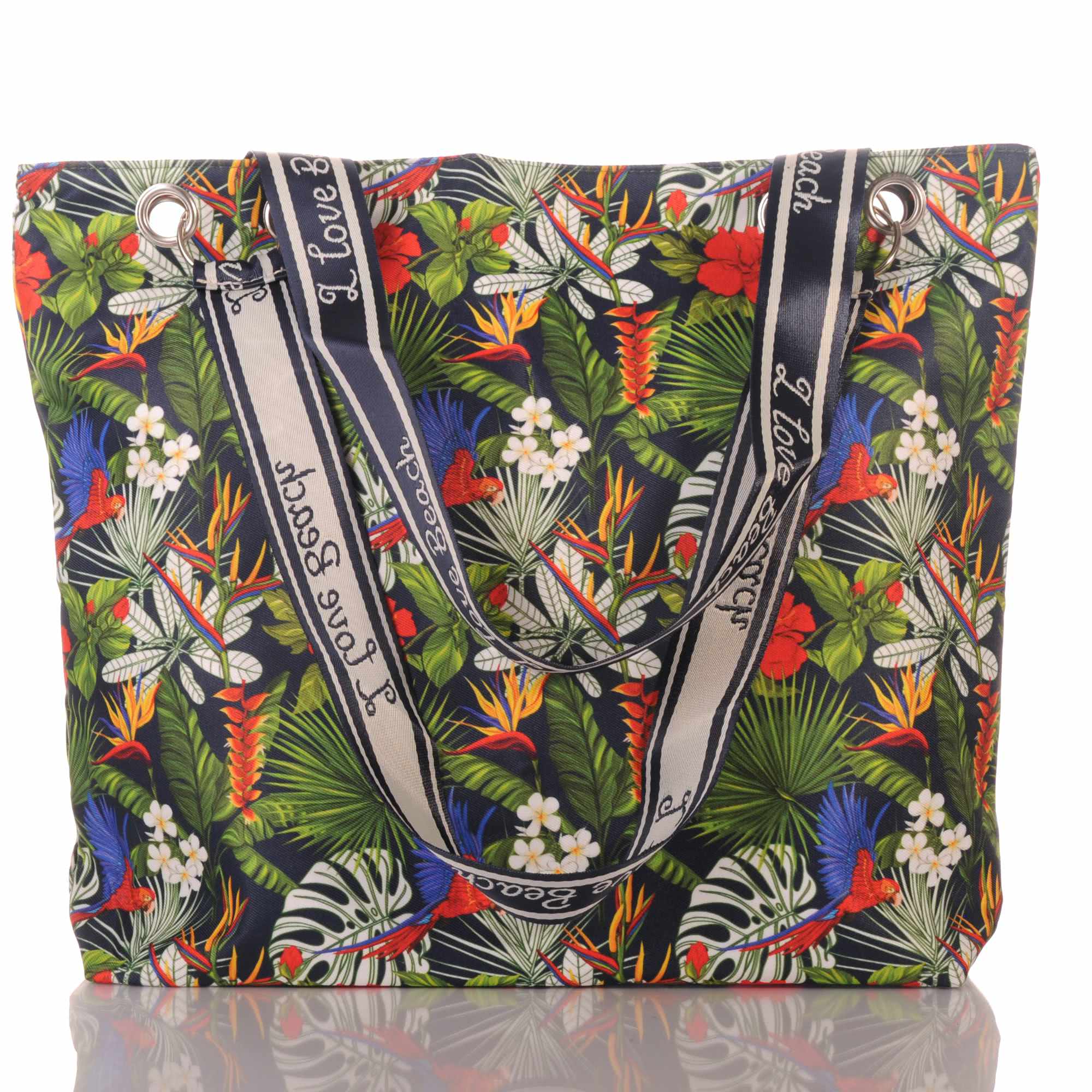 Strandtasche mit tropischem Blumenmuster und Reißverschluss –  3