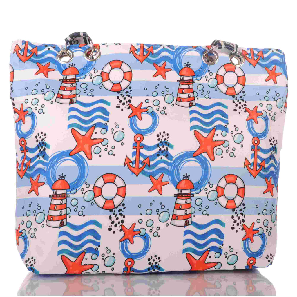 Strandtasche mit Anker Seestern und Reißverschluss –  1