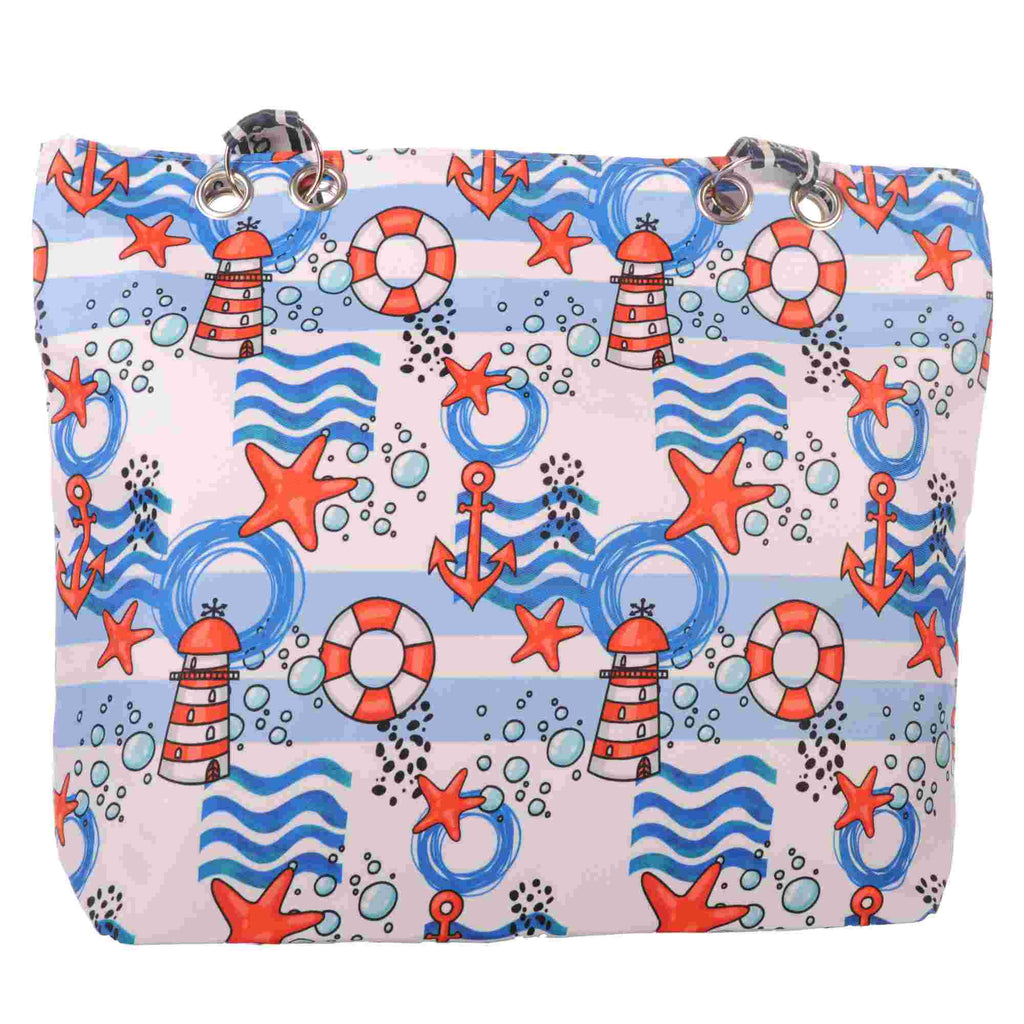 Strandtasche mit Anker Seestern und Reißverschluss –  5