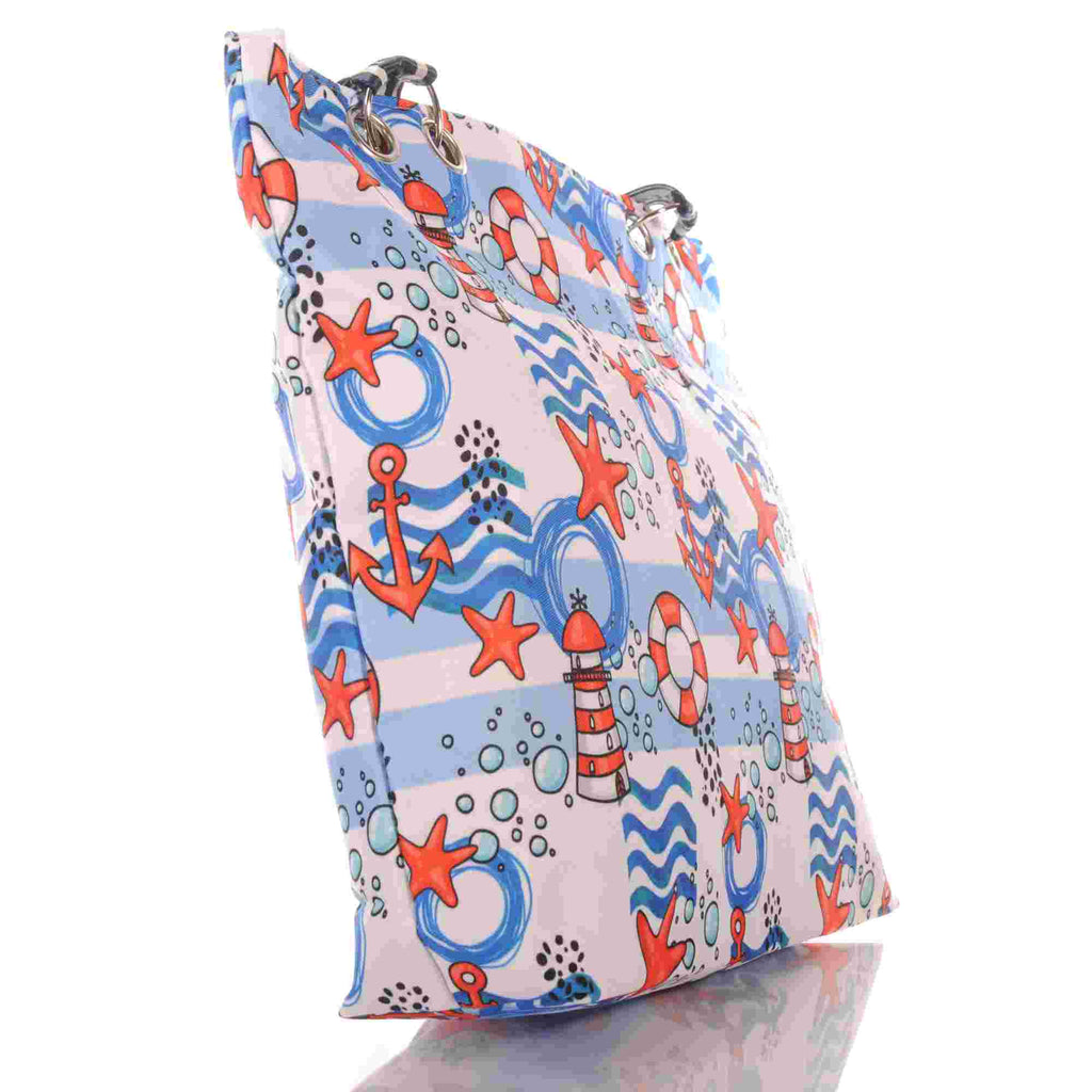 Strandtasche mit Anker Seestern und Reißverschluss –  2