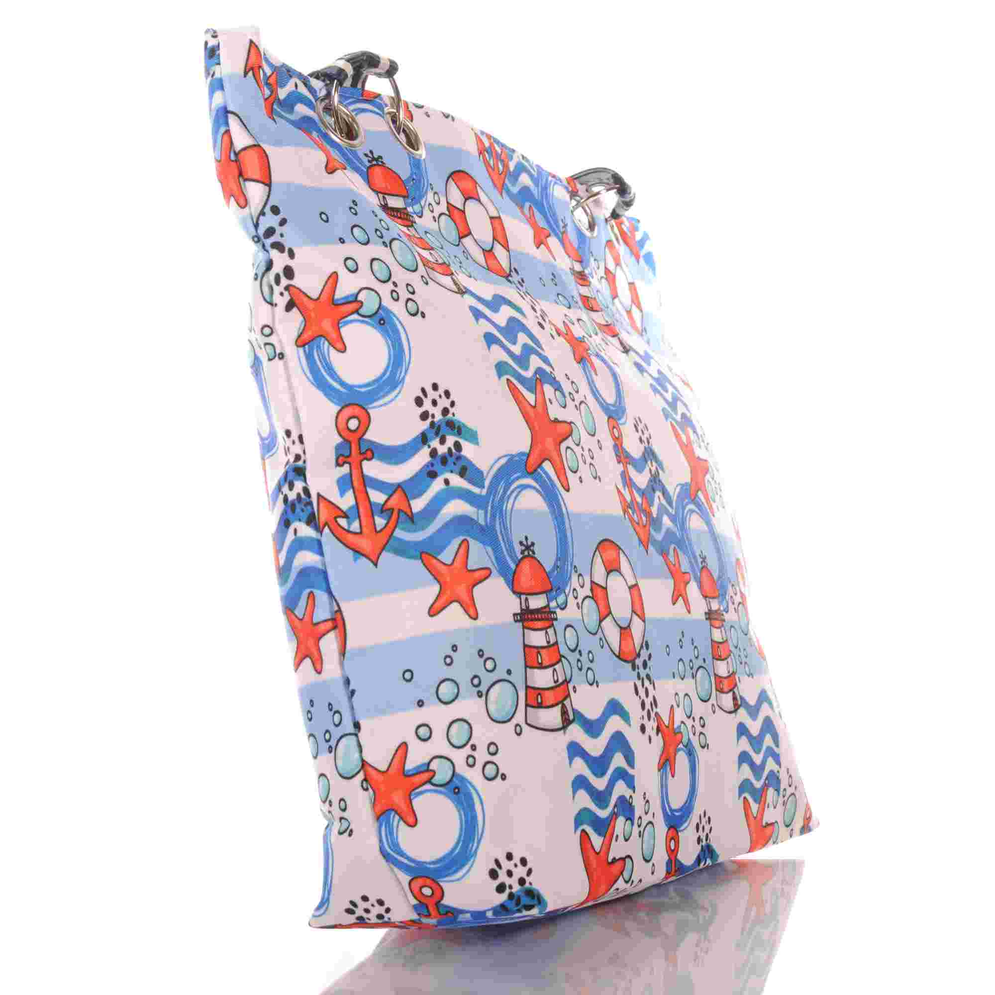 Strandtasche mit Anker Seestern und Reißverschluss –  2