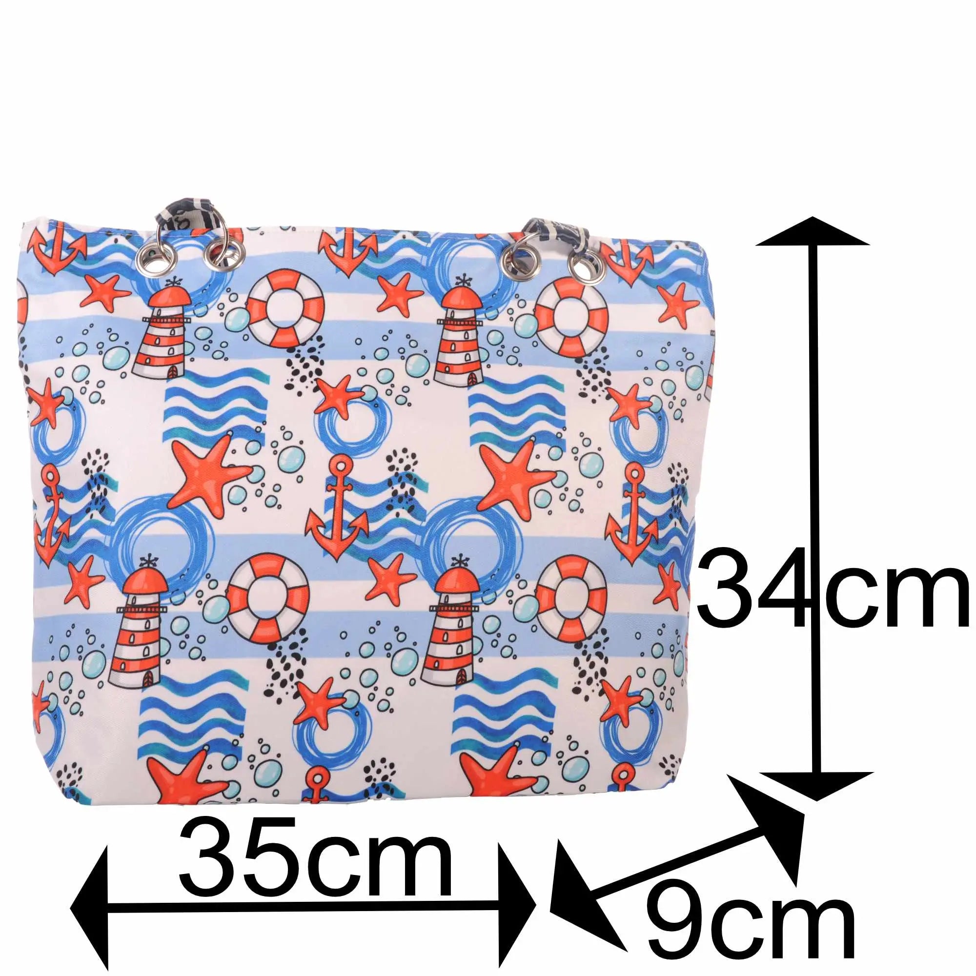 Strandtasche mit Anker Seestern und Reißverschluss –  4