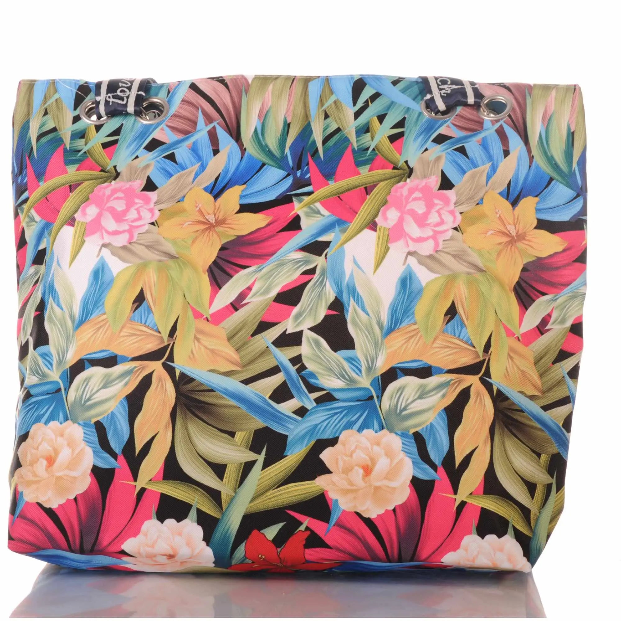Tropische Strandtasche mit Blumen und Reißverschluss –  1