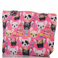 Pinke Strandtasche mit Hundemuster und Reißverschluss –  1