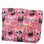 Pinke Strandtasche mit Hundemuster und Reißverschluss –  5