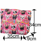 Pinke Strandtasche mit Hundemuster und Reißverschluss –  4