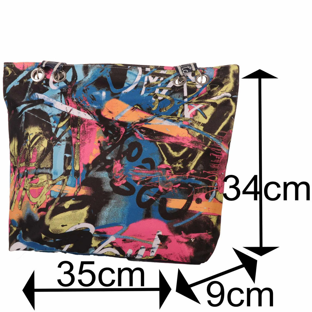 Bunte Graffiti Strandtasche mit Reißverschluss –  4