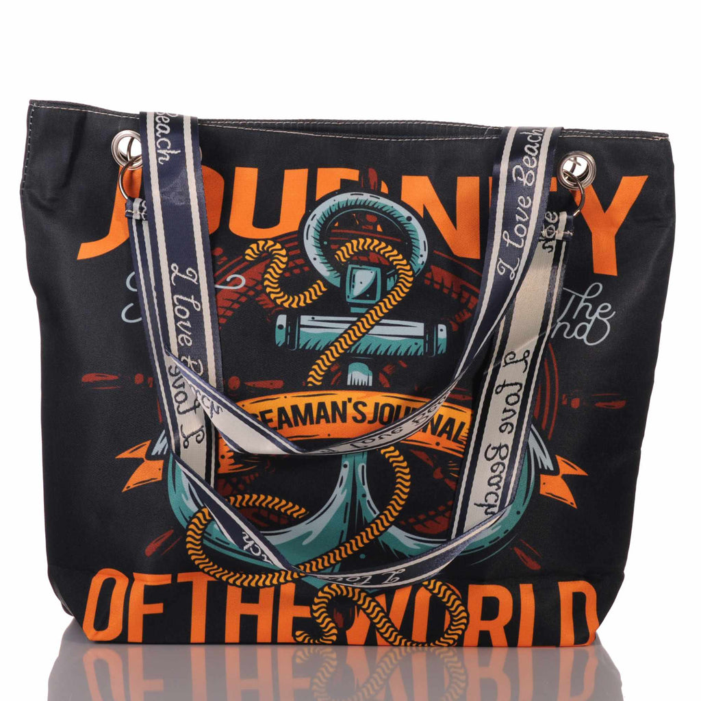 Maritime Strandtasche mit Anker und Reißverschluss –  3
