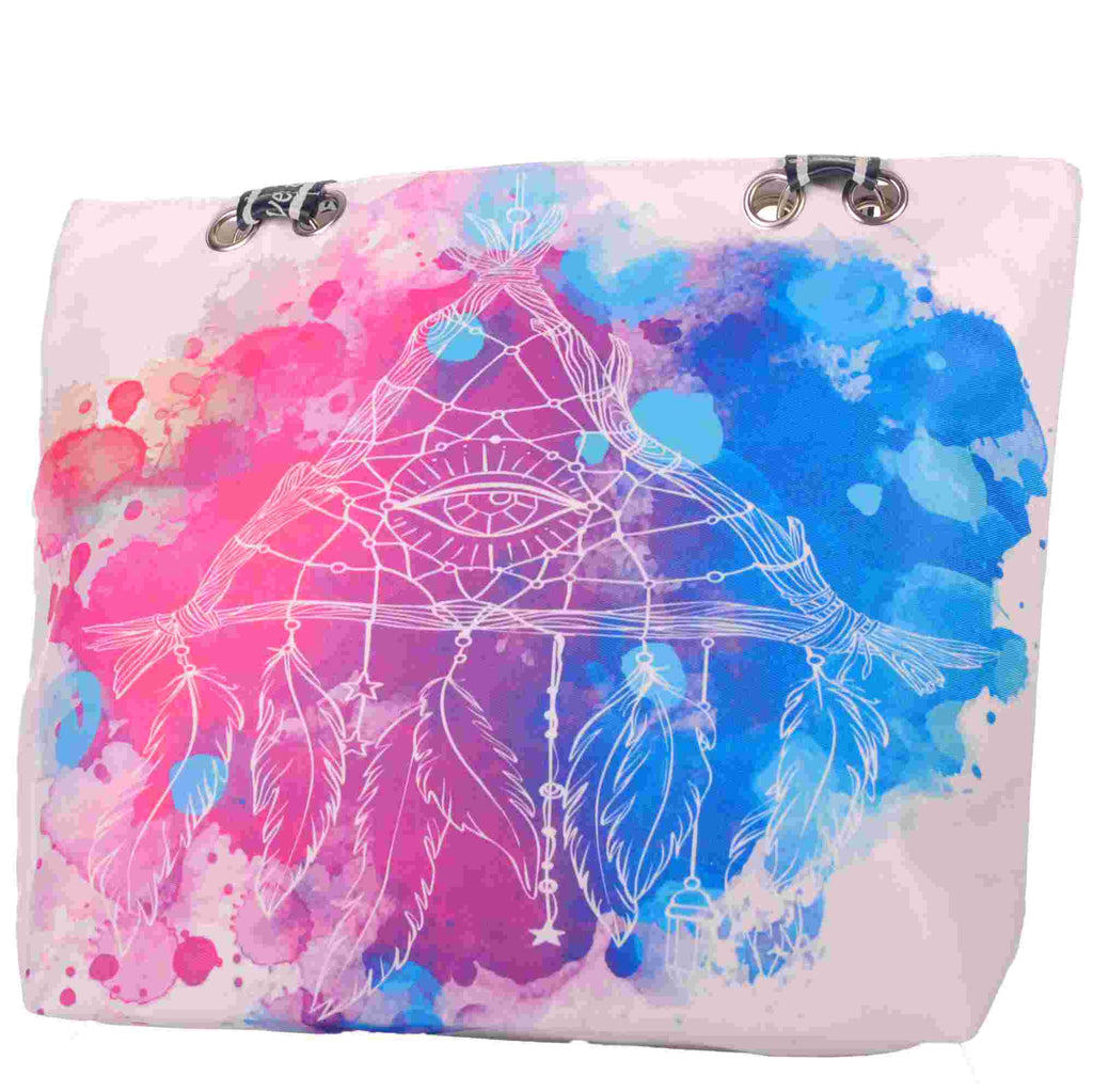 Strandtasche mit Traumfänger im bunten Boho Design –  5