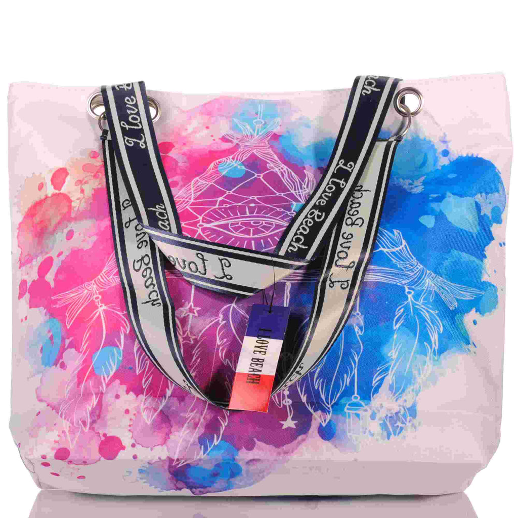 Strandtasche mit Traumfänger im bunten Boho Design –  3