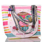 Strandtasche mit bunter Eule und Reißverschluss –  3