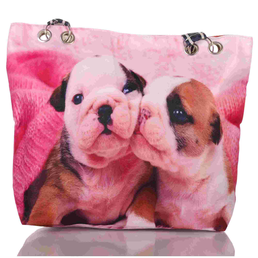 Strandtasche mit süßen Hundewelpen und Reißverschluss –  1