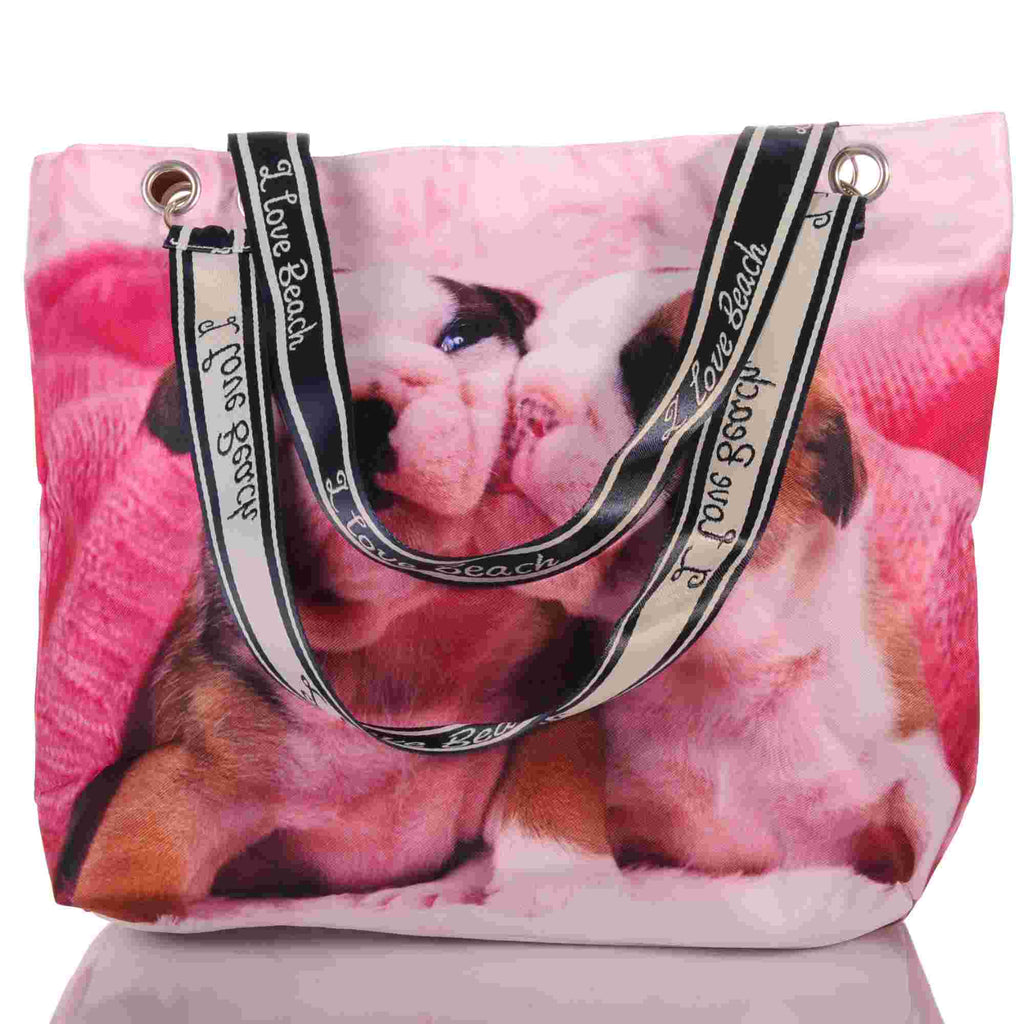 Strandtasche mit süßen Hundewelpen und Reißverschluss –  3