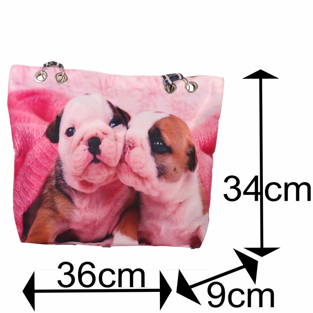 Strandtasche mit süßen Hundewelpen und Reißverschluss –  4